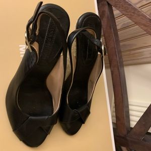 Banana republic black open toed wedge shoes